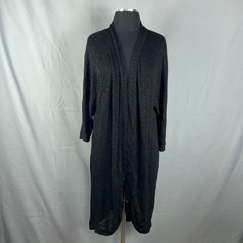 Cato Duster Cardigan Sweater Womens 18/20W Black Stretch Tight Knit Open Front